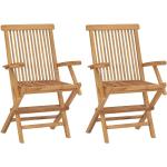 vidaXL Teakholz-Gartenstühle aus Massivholz mit Armlehne Breite 50-100cm, Höhe 50-100cm, Tiefe 50-100cm 2-teilig 