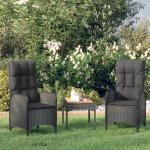 Schwarze Moderne vidaXL Polyrattan Gartenstühle aus Polyrattan mit Armlehne 2-teilig 