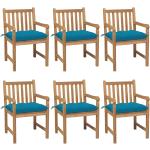 Hellblaue Rustikale vidaXL Teakholz-Gartenstühle aus Massivholz 6-teilig 