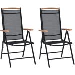 Schwarze Moderne vidaXL Hochlehner-Gartenstühle pulverbeschichtet aus Polyrattan mit Armlehne 2-teilig 