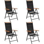 Schwarze Moderne vidaXL Hochlehner-Gartenstühle pulverbeschichtet aus Polyrattan mit Armlehne 4-teilig 