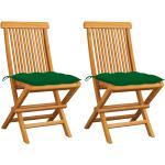 Grüne vidaXL Teakholz-Gartenstühle aus Massivholz gepolstert 2-teilig 