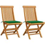 Grüne vidaXL Teakholz-Gartenstühle aus Massivholz Breite 0-50cm, Höhe 50-100cm, Tiefe 50-100cm 2-teilig 