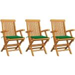 Grüne vidaXL Quadratische Teakholz-Gartenstühle aus Massivholz mit Armlehne Breite 50-100cm, Höhe 50-100cm, Tiefe 50-100cm 3-teilig 