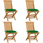 Grüne vidaXL Teakholz-Gartenstühle aus Massivholz gepolstert 4-teilig 