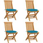Hellblaue vidaXL Teakholz-Gartenstühle aus Massivholz gepolstert Breite 0-50cm, Höhe 50-100cm, Tiefe 0-50cm 4-teilig 