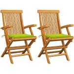 Hellgrüne vidaXL Quadratische Teakholz-Gartenstühle aus Massivholz mit Armlehne Breite 50-100cm, Höhe 50-100cm, Tiefe 50-100cm 2-teilig 