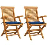 Royalblaue vidaXL Teakholz-Gartenstühle aus Massivholz Breite 50-100cm, Höhe 50-100cm, Tiefe 50-100cm 2-teilig 