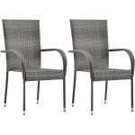 Graue Moderne vidaXL Polyrattan Gartenstühle aus Polyrattan Outdoor 2-teilig 