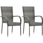 Graue Moderne vidaXL Polyrattan Gartenstühle aus Polyrattan Outdoor Breite 50-100cm, Höhe 50-100cm, Tiefe 50-100cm 2-teilig 