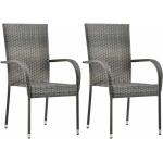 Graue Moderne vidaXL Polyrattan Gartenstühle pulverbeschichtet aus Polyrattan Outdoor Breite 50-100cm, Höhe 50-100cm, Tiefe 50-100cm 2-teilig 