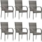 Graue Moderne vidaXL Polyrattan Gartenstühle aus Polyrattan Outdoor Breite 50-100cm, Höhe 50-100cm, Tiefe 50-100cm 6-teilig 