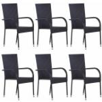 Schwarze vidaXL Polyrattan Gartenstühle aus Polyrattan wetterfest Breite 50-100cm, Höhe 50-100cm, Tiefe 50-100cm 6-teilig 