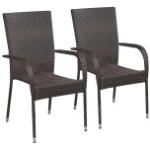 Braune vidaXL Polyrattan Gartenstühle aus Polyrattan stapelbar Breite 50-100cm, Höhe 50-100cm, Tiefe 50-100cm 2-teilig 