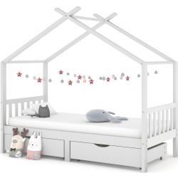 vidaXL Kinderbett mit Schubladen Weiß Massivholz Kiefer 90x200 cm