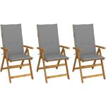 Graue Vintage vidaXL Gartenstühle & Balkonstühle aus Massivholz Breite 100-150cm, Höhe 100-150cm, Tiefe 0-50cm 3-teilig 