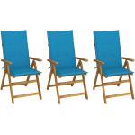 Blaue Vintage vidaXL Gartenstühle & Balkonstühle aus Massivholz Breite 100-150cm, Höhe 100-150cm, Tiefe 0-50cm 3-teilig 