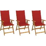 Rote Vintage vidaXL Gartenstühle & Balkonstühle aus Massivholz Breite 100-150cm, Höhe 100-150cm, Tiefe 0-50cm 3-teilig 