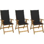 Schwarze Vintage vidaXL Gartenstühle & Balkonstühle aus Massivholz Breite 100-150cm, Höhe 100-150cm, Tiefe 0-50cm 3-teilig 