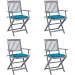 Blaue Moderne vidaXL Gartenstühle & Balkonstühle aus Massivholz Outdoor 4-teilig 
