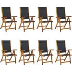 Hellbraune vidaXL Gartenstühle & Balkonstühle aus Massivholz mit verstellbarer Rückenlehne 8-teilig 