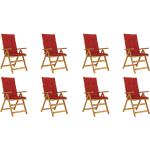 Rote Vintage vidaXL Gartenstühle & Balkonstühle aus Massivholz Breite 100-150cm, Höhe 100-150cm, Tiefe 0-50cm 8-teilig 
