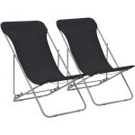 Schwarze vidaXL Strandstühle pulverbeschichtet aus Stahl Breite 50-100cm, Höhe 50-100cm, Tiefe 50-100cm 2-teilig 