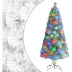 vidaXL Künstlicher Weihnachtsbaum mit LED Weiß 150 cm Glasfaser