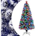 vidaXL Künstlicher Weihnachtsbaum mit LED Weiß & Blau 120 cm Glasfaser