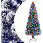 vidaXL Künstlicher Weihnachtsbaum mit LED Weiß & Blau 180 cm Glasfaser