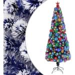 vidaXL Künstlicher Weihnachtsbaum mit LED Weiß & Blau 240 cm Glasfaser