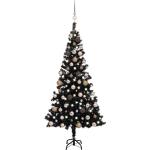 vidaXL Künstlicher Weihnachtsbaum mit LEDs & Kugeln schwarz 120cm (3077588)