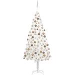 vidaXL Künstlicher Weihnachtsbaum mit LEDs & Kugeln Weiß 210 cm
