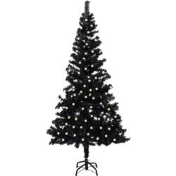 vidaXL Künstlicher Weihnachtsbaum mit LEDs & Ständer Schwarz 240cm PVC