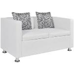Weiße vidaXL Zweisitzer-Sofas aus Kunstleder mit Armlehne Breite 100-150cm, Höhe 50-100cm, Tiefe 50-100cm 2 Personen 