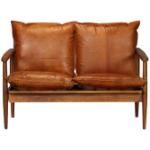 Hellbraune vidaXL Zweisitzer-Sofas lackiert aus Leder Breite 100-150cm, Höhe 50-100cm, Tiefe 50-100cm 2 Personen 
