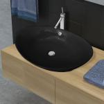 Schwarze vidaXL Runde Ovale Waschbecken & Ovale Waschtische aus Keramik 