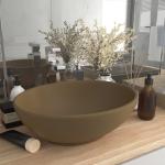Cremefarbene Moderne vidaXL Ovale Ovale Waschbecken & Ovale Waschtische matt aus Keramik 