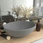 Hellgraue vidaXL Ovale Aufsatzwaschbecken & Aufsatzwaschtische Matte aus Keramik 