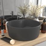 Dunkelgraue vidaXL Runde Handwaschbecken & Gäste-WC-Waschtische matt aus Keramik 