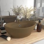 Cremefarbene Moderne vidaXL Ovale Handwaschbecken & Gäste-WC-Waschtische matt aus Keramik 