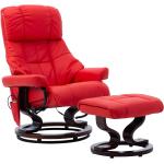Rote vidaXL Sessel mit Hocker aus Kunstleder 