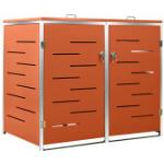 Orange vidaXL 2er-Mülltonnenboxen 201l - 300l aus Edelstahl abschließbar 