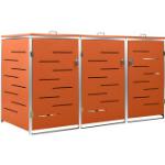 Orange vidaXL 3er-Mülltonnenboxen 201l - 300l aus Edelstahl abschließbar 