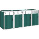 Grüne vidaXL 4er-Mülltonnenboxen verzinkt aus Stahl mit Deckel 