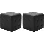 Schwarze Quadratische Poufs aus Kunstleder Breite 0-50cm, Höhe 0-50cm, Tiefe 0-50cm 2-teilig 