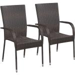 Braune Moderne vidaXL Polyrattan Gartenstühle aus Polyrattan stapelbar 2-teilig 