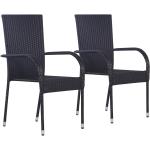 Schwarze Moderne vidaXL Polyrattan Gartenstühle aus Polyrattan stapelbar 2-teilig 