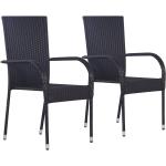Schwarze Moderne vidaXL Polyrattan Gartenstühle aus Polyrattan Outdoor 2-teilig 