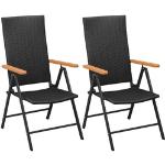 Schwarze vidaXL Polyrattan Gartenstühle aus Polyrattan stapelbar Breite 50-100cm, Höhe 100-150cm, Tiefe 50-100cm 2-teilig 